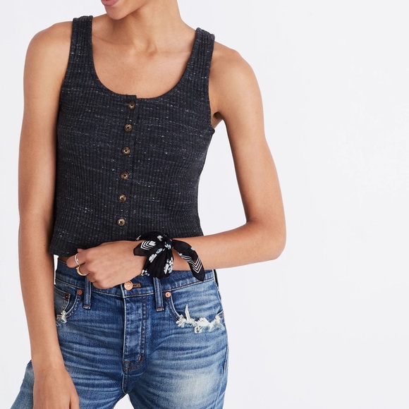Madewell Ribbed Button-Front Tank Top - Picture 3 of 5